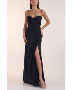 Abendkleid mit Glitzer, black/black
