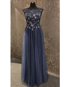 Abendkleid mit Stickerei, navy/multi
