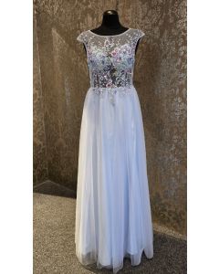 Abendkleid mit Stickerei, baby blue/multi
