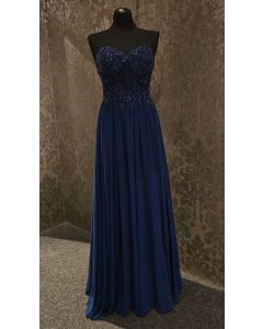Abendkleid mit Stickerei, navy/blue