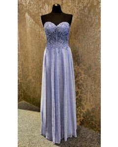 Abendkleid mit Lurex, light blue/silver
