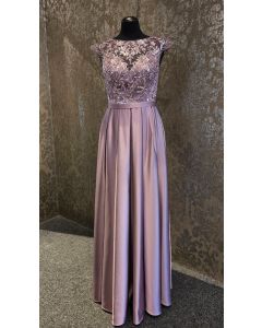 Abendkleid mit Satinrock, mauve