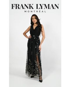 Abendkleid mit Spitzenrock, black/gold