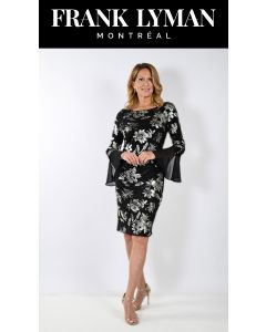 Kleid mit Volantsärmel, black/gold