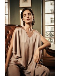 Bluse mit Überwurf,cappuccino