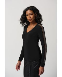 Shirt mit Mesh-Glitzer, black