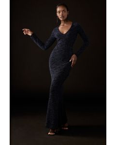 Trompetenkleid, marine/glitter