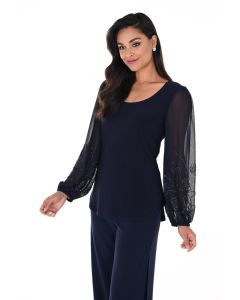 Bluse mit Puffärmel, midnight blue