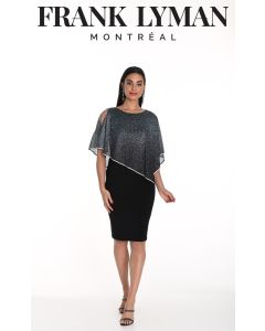 Kleid mit Überwurf, teal/black