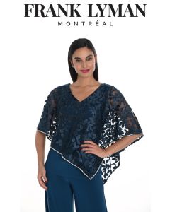 Bluse mit Samtüberwurf, teal