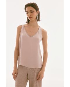 Top mit Strasskante, sand