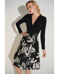 Jaquard-Kleid, elefenbein/schwarz