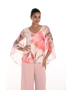 Bluse mit Blumenmuster, blush/coral