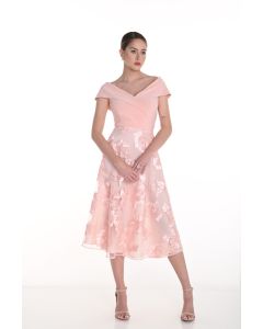 Maxikleid mit Carmenausschnitt, pink