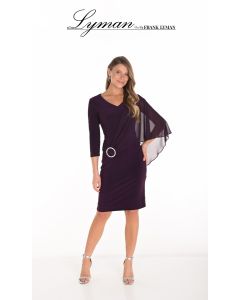 Kleid mit Überwurf, deep plum