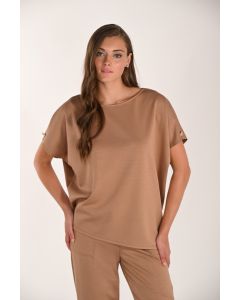 T-Shirt, locker geschnitten, camel