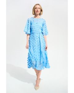 Maxikleid mit 3D-Bluten, skyblue
