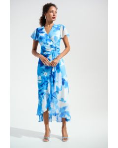 Wickelkleid, vanilla/blue