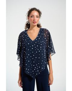 Bluse mit Überwurf, midnight blue/vanille