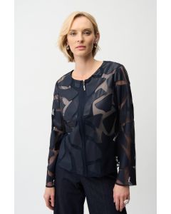 Meshjacke mit Lederimitat, midnight blue