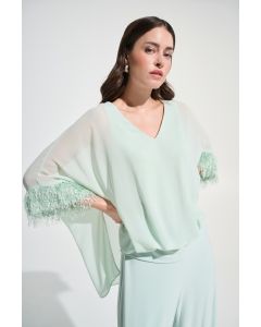 Da-Bluse mit Fransen, pistazie