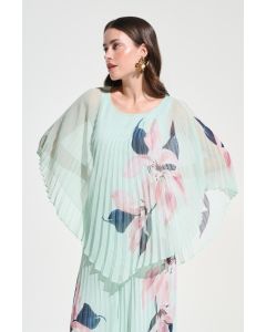 Plisseebluse, pistazie/multi