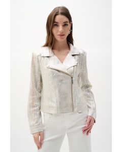 Bikerjacke, champagner/silver