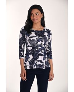 T-Shirt mit 3/4 Arm, midnight blue