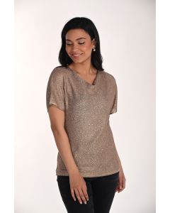 T-Shirt mit Wasserfallausschnitt,beige