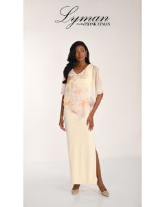 Abendkleid mit Überwurd, custard/pink