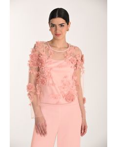 Bluse mit 3D-Blüten,blush