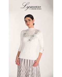 Da-Pullover mit Strass, porcelain