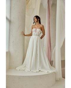 Brautkleid mit Mikadorock, ivory/nude