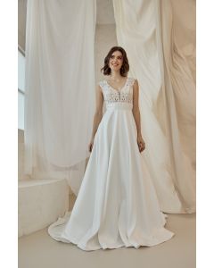 Brautkleid mit Mikadorock und breiten Tr&auml;gern, ivory