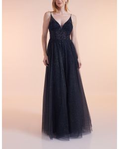 Abendkleid mit Glitzertüll, blue shadows