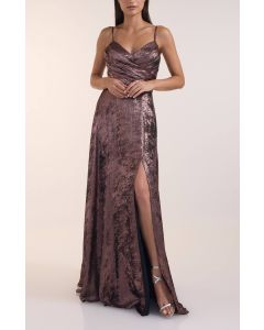 Abendkleid, brown/metallic