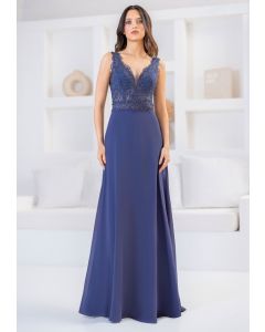 Abendkleid mit Chiffonrock, vintage indigo