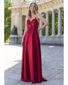 Abendkleid mit Satinrock, shining rio red