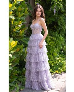 Abendkleid mit Stufen-Evelina, lilac