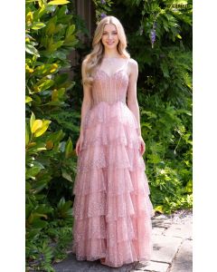 Abendkleid mit Stufen-Rosalind, dusty rose