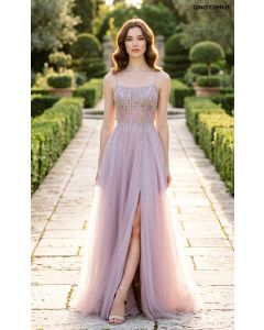 Abendkleid mit Corsage, silver/rose