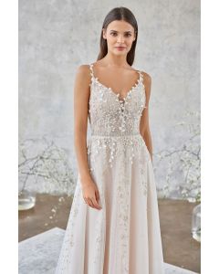 Brautkleid mit Blätterspitze,beige/ivory