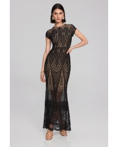 Abendkleid mit Spitze, black/nude