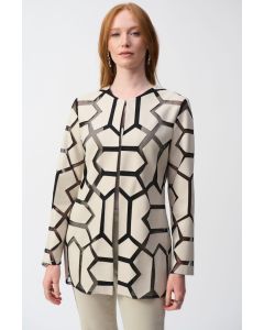 Mesh-Jacke aus Lederimitat, perlmutt/black