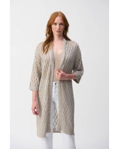 Pointelle-Strickjacke, champagne
