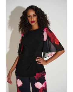 Shirt mit Chiffonarm, black/multi