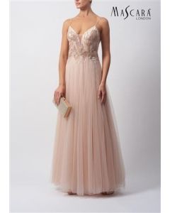 Abendkleid mit Tüll, nude