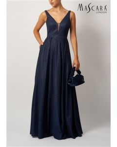 Abendkleid mit Glitzer, navy
