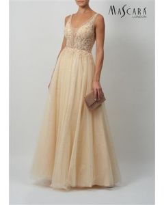 Abendkleid mit Tüll, champagne