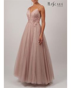 Abendkleid mit Glitzertüll, mauve